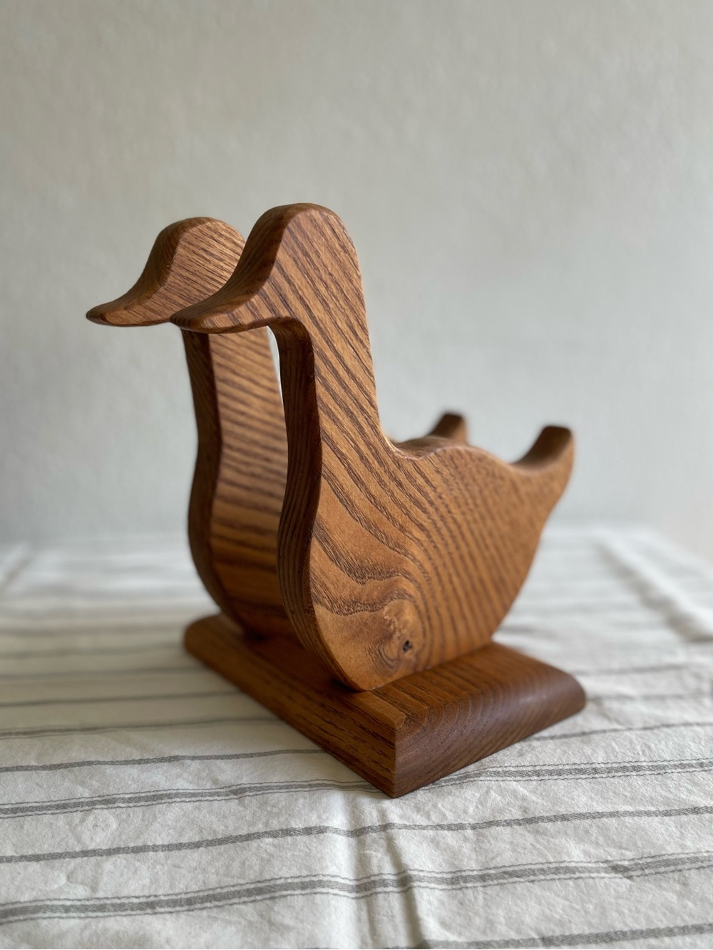 Vintage 90s Country Farmhouse Oak Duck Napkin Holder